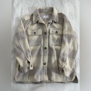Old Navy plaid pattern cream coat